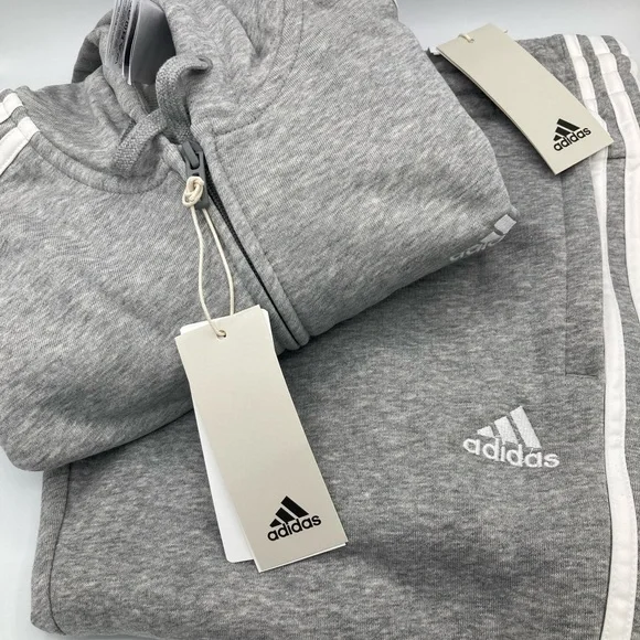 ❤️2 piece L hoodie sweatshirt & jogger Adidas Tracksuit 3 Stripe bundle - Picture 4 of 6